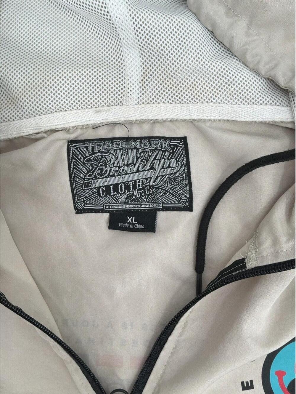 Brooklyn Cloth Tan Hooded Happiness Journey Quote Windbreaker Mens Size Xl - Picture 2 of 8